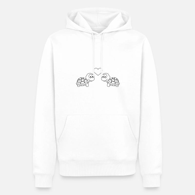 Turtle Comic Couple Amour - Sweat à capuche Premium bio Homme - blanc