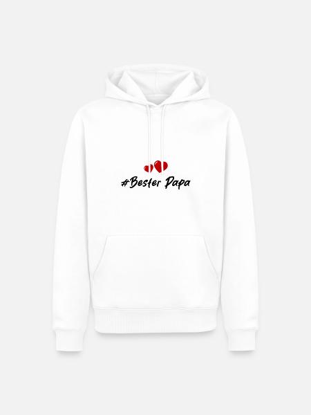 Bester Papa Herzen Liebe - Männer Premium Bio Hoodie - Weiß