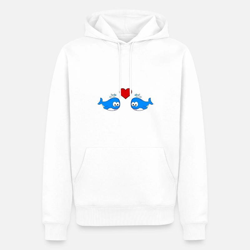 Baleines Comic Couple amour - Sweat à capuche Premium bio Homme - blanc