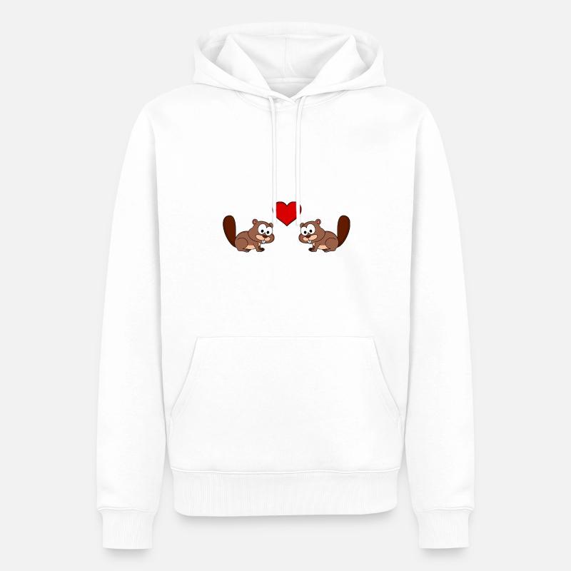 Beaver Comic Couple Amour - Sweat à capuche Premium bio Homme - blanc