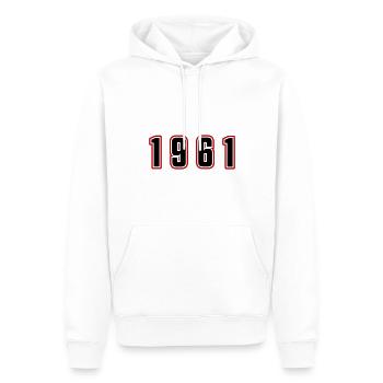 Numéro de l’année 1961 - Sweat à capuche Premium bio Homme - blanc - Devant - Nico (187cm)