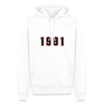 Numéro de l’année 1991 - Sweat à capuche Premium bio Homme - blanc - Devant - Nico (187cm)