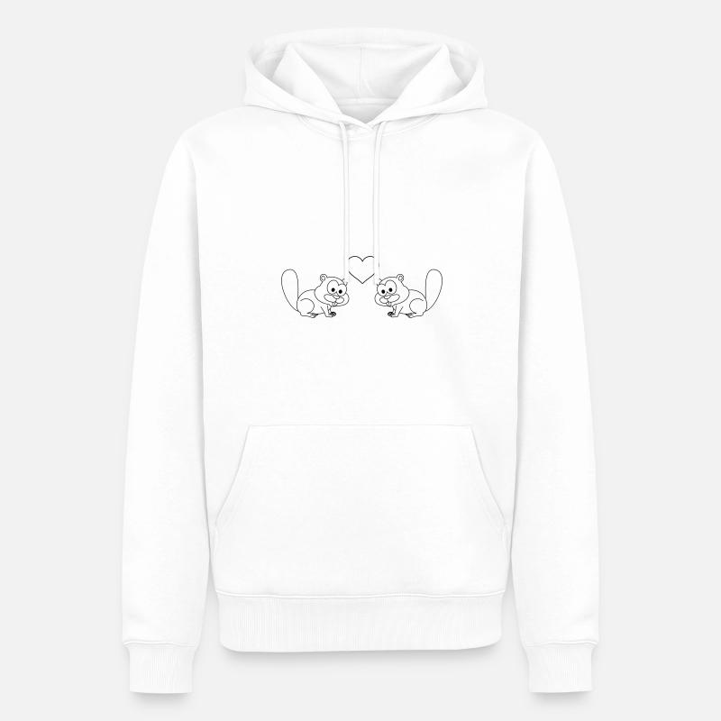 Biber Comic Paar liebe - Männer Premium Bio Hoodie - Weiß