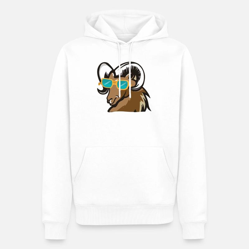 Ram avec des lunettes de soleil - Sweat à capuche Premium bio Homme - blanc