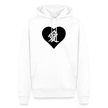 Charakterzeichen der Liebe im Herzen geschnitten - Männer Premium Bio Hoodie - Weiß - Vorne - Nico (187cm)