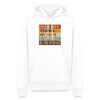Citation ironique sur Internet et le mariage - Sweat à capuche Premium bio Homme - blanc - Devant - Nico (187cm)