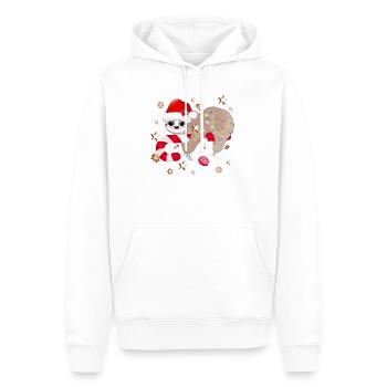 witziges Faultier mit Zuckerstange für Weihnachten - Männer Premium Bio Hoodie - Weiß - Vorne - Nico (187cm)