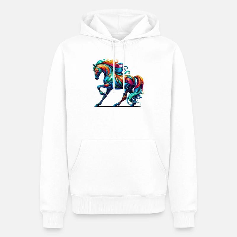 Pferd - Männer Premium Bio Hoodie - Weiß