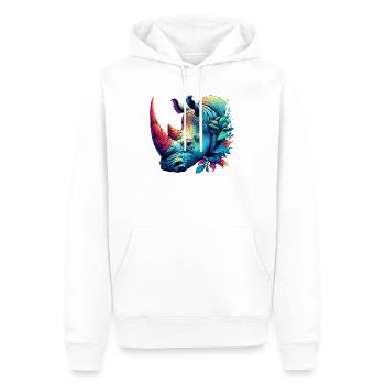 Rhinoceros - Men’s Premium Organic Hoodie - white - Front - Nico (187cm)