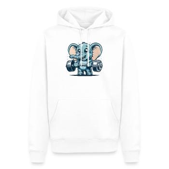 niedlicher Cartoon-Elefant macht Krafttraining - Männer Premium Bio Hoodie - Weiß - Vorne - Nico (187cm)