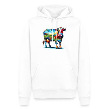 Vache - Sweat à capuche Premium bio Homme - blanc - Devant - Nico (187cm)