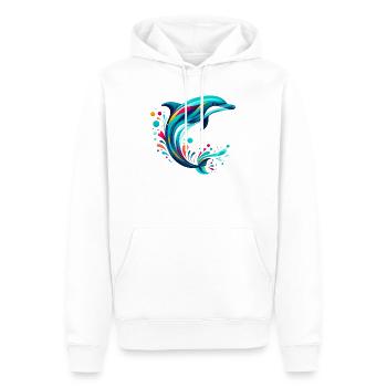 Delfin - Männer Premium Bio Hoodie - Weiß - Vorne - Nico (187cm)