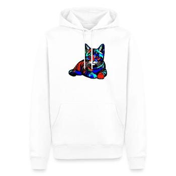 Chat - Sweat à capuche Premium bio Homme - blanc - Devant - Nico (187cm)
