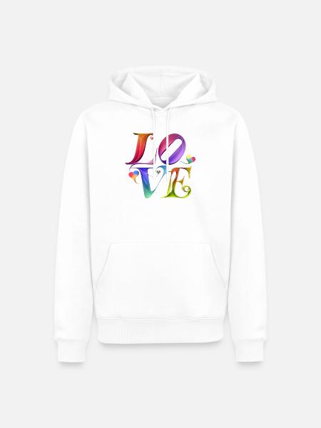 Bunte Herzensliebe Schriftkunst - Männer Premium Bio Hoodie - Weiß