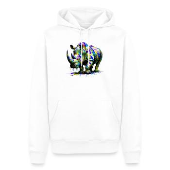Rhinoceros - Men’s Premium Organic Hoodie - white - Front - Nico (187cm)