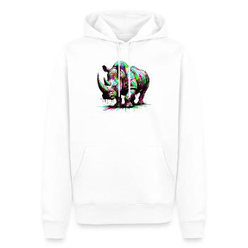 Rhinoceros - Men’s Premium Organic Hoodie - white - Front - Nico (187cm)
