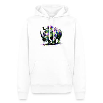 Rhinoceros - Men’s Premium Organic Hoodie - white - Front - Nico (187cm)