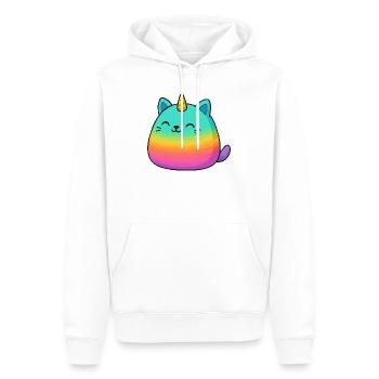 Pink Rainbow Unicorn Cat - Men’s Premium Organic Hoodie - white - Front - Nico (187cm)