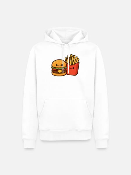 Kawaii Burger & Fries Duo - Men’s Premium Organic Hoodie - white