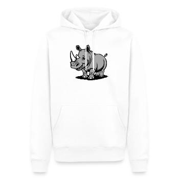 Funny Rhino Cartoon in Gray Style - Men’s Premium Organic Hoodie - white - Front - Nico (187cm)