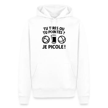 Tu Tires Ou Tu Pointes Je Picole Humour Pétanque - Sweat à capuche Premium bio Homme - blanc - Devant - Nico (187cm)