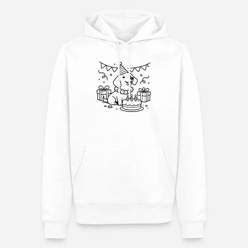 Les enfants du gâteau teckel d’anniversaire - Sweat à capuche Premium bio Homme - blanc