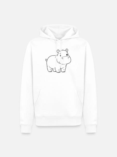 Cute Baby Hippo Comic Outline - Men’s Premium Organic Hoodie - white