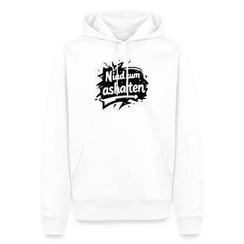 Niad zum ashalten - Männer Premium Bio Hoodie - Weiß - Vorne - Nico (187cm)