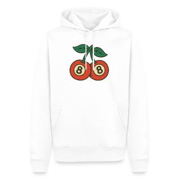 Duo Cerises Espiègles aux Grands Yeux - Sweat à capuche Premium bio Homme - blanc - Devant - Nico (187cm)