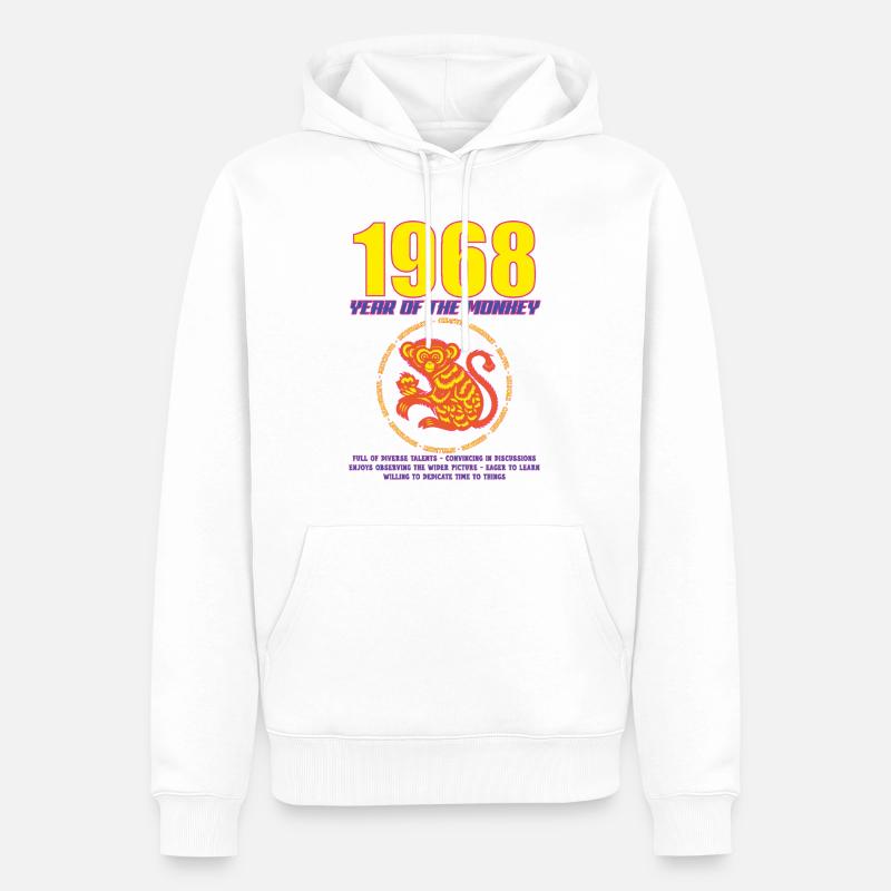 1968_MONKEY_fluor - Männer Premium Bio Hoodie - Weiß