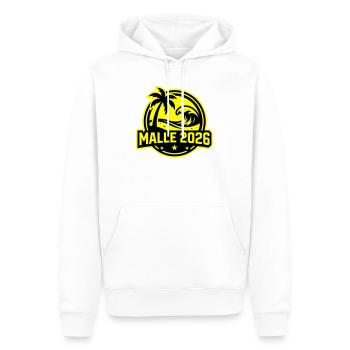 Malle 2026 Beach Palm Trees - Men’s Premium Organic Hoodie - white - Front - Nico (187cm)