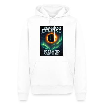 Éclipse solaire totale Islande 2026 Reykjavik - Sweat à capuche Premium bio Homme - blanc - Devant - Nico (187cm)