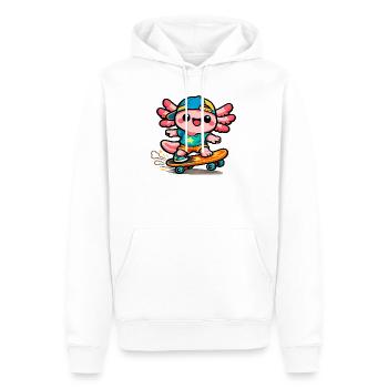 Axolotl skateur Kawaii Wing - Sweat à capuche Premium bio Homme - blanc - Devant - Nico (187cm)