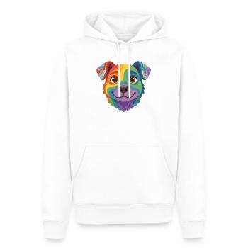 Visage mignon de chien arc-en-ciel en dessin animé - Sweat à capuche Premium bio Homme - blanc - Devant - Nico (187cm)