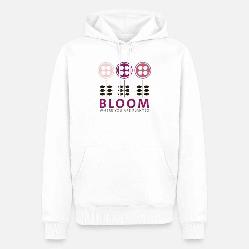 Fleurir - Sweat à capuche Premium bio Homme - blanc