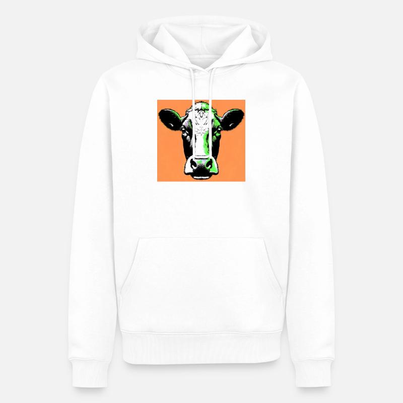 vache - Sweat à capuche Premium bio Homme - blanc