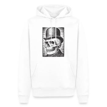 Crâne avec chapeau melon - Sweat à capuche Premium bio Homme - blanc - Devant - Nico (187cm)