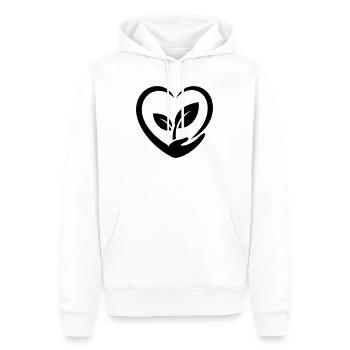 Gärtner Herz Hand und Pflanze Pflanzenliebe - Männer Premium Bio Hoodie - Weiß - Vorne - Nico (187cm)
