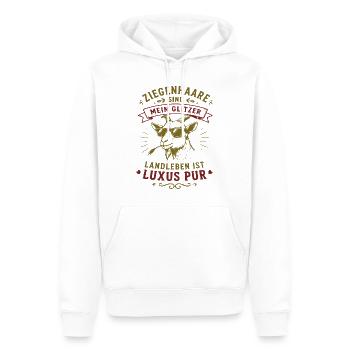 Ziege mit Glitzer: Luxus Landleben - Männer Premium Bio Hoodie - Weiß - Vorne - Nico (187cm)