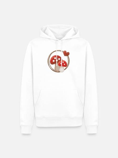 Fliegenpilze mit Herz – Waldliebe - Männer Premium Bio Hoodie - Weiß