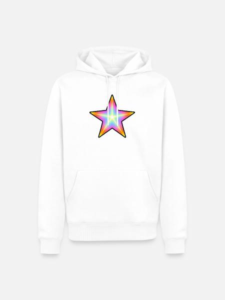 Regenbogenstern - Männer Premium Bio Hoodie - Weiß