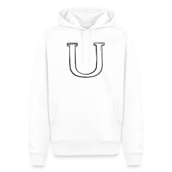 Buchstabe U handgezeichnet - Männer Premium Bio Hoodie - Weiß - Vorne - Nico (187cm)