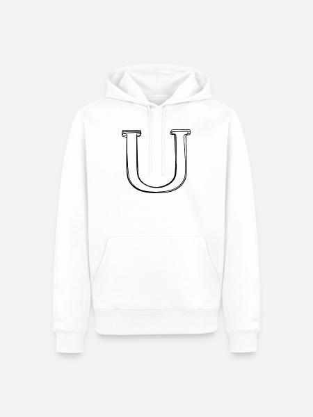 Buchstabe U handgezeichnet - Männer Premium Bio Hoodie - Weiß