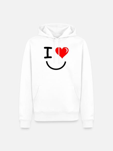 I Love Gesicht - Männer Premium Bio Hoodie - Weiß