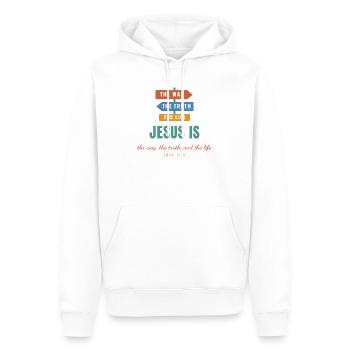 Jesus Is The Way The Truth And The Life - Männer Premium Bio Hoodie - Weiß - Vorne - Nico (187cm)