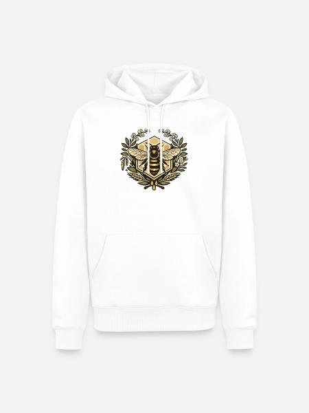 Honigbiene im Wabenkranz - Männer Premium Bio Hoodie - Weiß