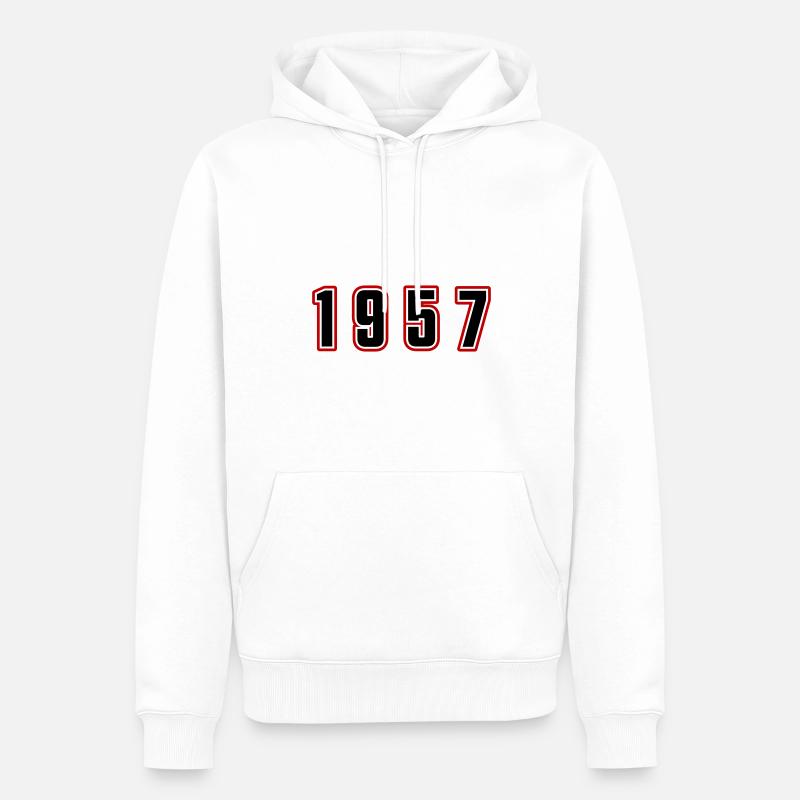 Numéro de l’année 1957 - Sweat à capuche Premium bio Homme - blanc