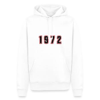 Numéro de l’année 1972 - Sweat à capuche Premium bio Homme - blanc - Devant - Nico (187cm)