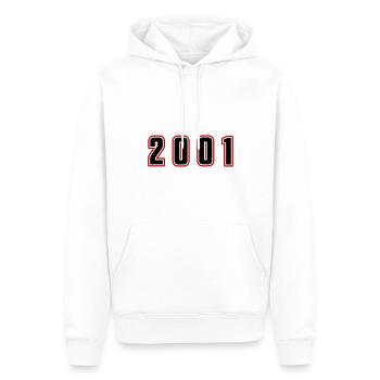 2001 Année Numéro - Sweat à capuche Premium bio Homme - blanc - Devant - Nico (187cm)