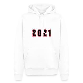 Numéro de l’année 2021 - Sweat à capuche Premium bio Homme - blanc - Devant - Nico (187cm)